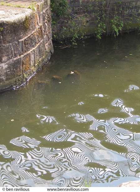 Psychedelic canal reflections: Frog Island, Leicester, 17 April 2004