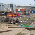 Rubbish-strewn factory yard, Wallingford Road, Leicester, 01 May 2004