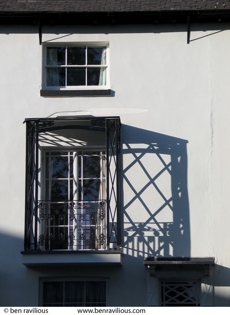 Evening shadow of balcony window: New Walk, Leicester, 03 May 2004