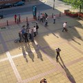 Skateboarders and BMXers outside Phoenix Arts, Newarke Street, Leicester, 22 May 2004
