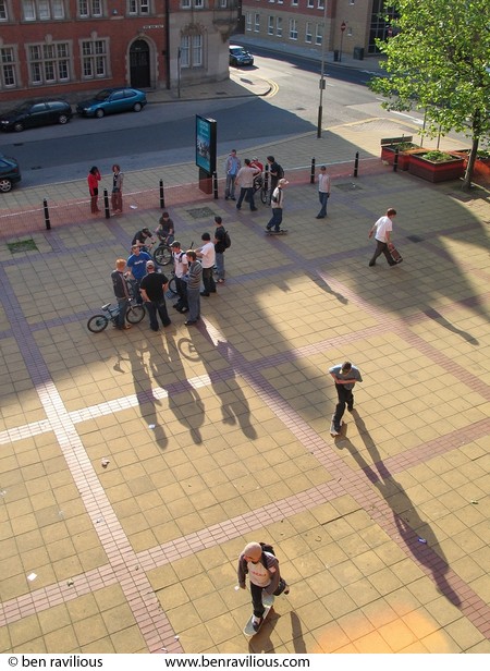 Skateboarders and BMXers outside Phoenix Arts: Newarke Street, Leicester, 22 May 2004