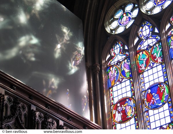 Stained glass window at St Marys de Castro church: Castle Street, Leicester, 23 May 2004