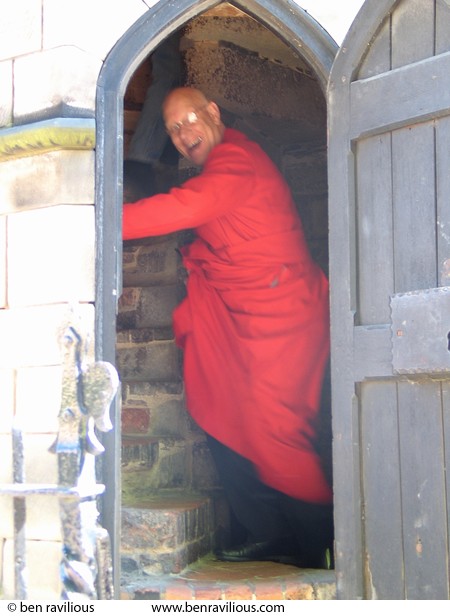 Bellringer climbing tower of St Marys de Castro: Castle View, Leicester, 23 May 2004