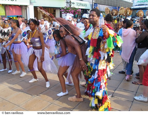 man in rag costume at carnival: Gallowtree Gate, Leicester, 07 August 2004