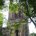 St Georges church tower amongst trees, Rutland Street, Leicester, 22 August 2004