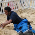 Sand sculptor at Leicester Expo 2004, Town Hall Square, Leicester, 28 August 2004