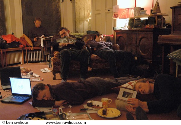 New Year's Day sleepy revelers: Edinburgh, Scotland, 01 January 2005