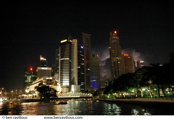 City skyscrapers and thundercloud: Marina Bay, Singapore, 04 June 2005