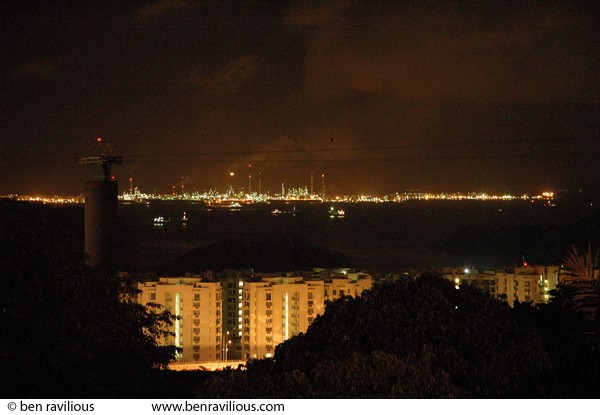 Oil refineries and flats at night: Mount Faber, Singapore, 10 June 2005