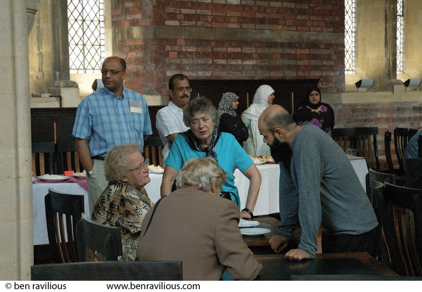 Christians and Muslims at the reopening of St Mark's church as a function venue: Belgrave Road, Leicester, 09 July 2005