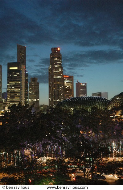 The Esplanade and central business district at dusk: Marina Bay, Singapore, 29 December 2005