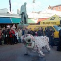 Chinese lion dance, Chinese New Year 2006, Market Place, Leicester, 28 January 2006