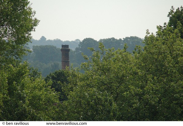 Chimney stack amongst trees: Spinney Hills, Leicester, 04 June 2006