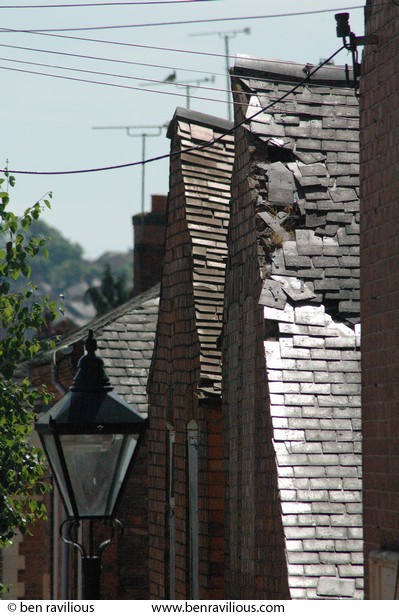 Slate rooves and lamp: Granby Avenue, Spinney Hills, Leicester, 04 June 2006