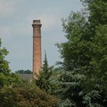 Factory Chimney through trees, Spinney Hills, Leicester, 05 June 2006