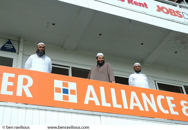 Imam cricket players at the Pavilion: Imams vs Christian Clerics cricket match, Leicestershire Country Cricket Ground, Grace Road, Leicester, 11 September 2006