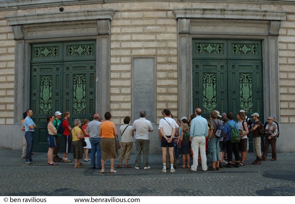 Tourists outside Opera House: Schouwburgstraat, Ghent, Belgium, 29 April 2007