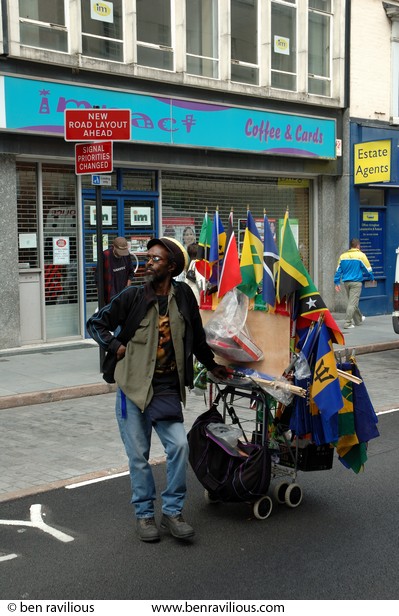 Flag seller: Leicester Caribbean Carnival 2007, Halford Street, Leicester, 04 July 2007