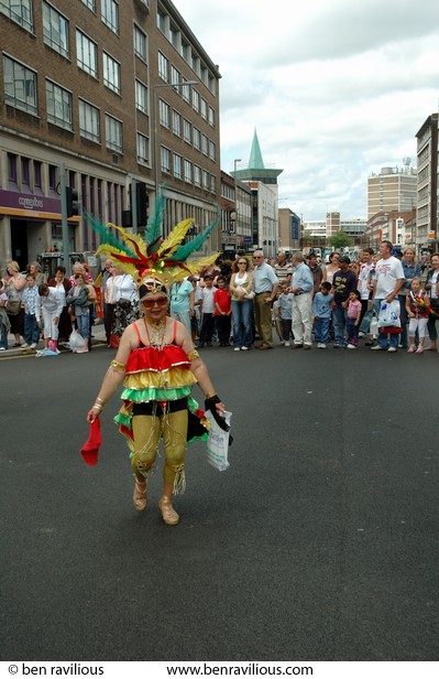 Woman in custume: Leicester Caribbean Carnival 2007, Charles Street, Leicester, 04 July 2007