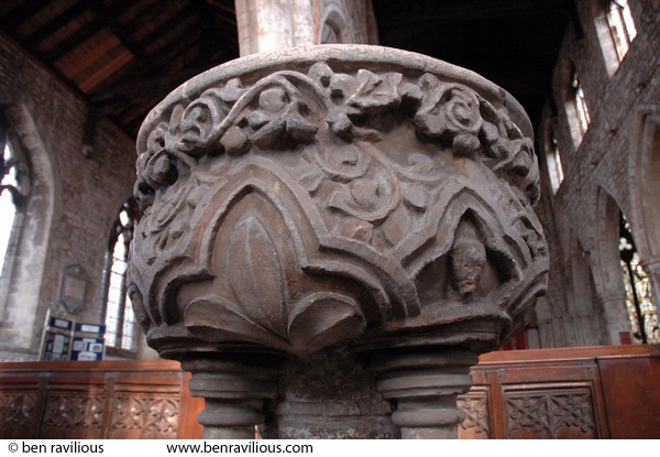 13th century font: All Saints Church, Highcross Street, Leicester, 09 September 2007